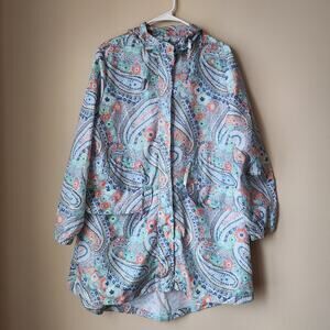 Vera Bradley Packable Raincoat Size Lg Citrus Paisley Floral Lightweight Jacket